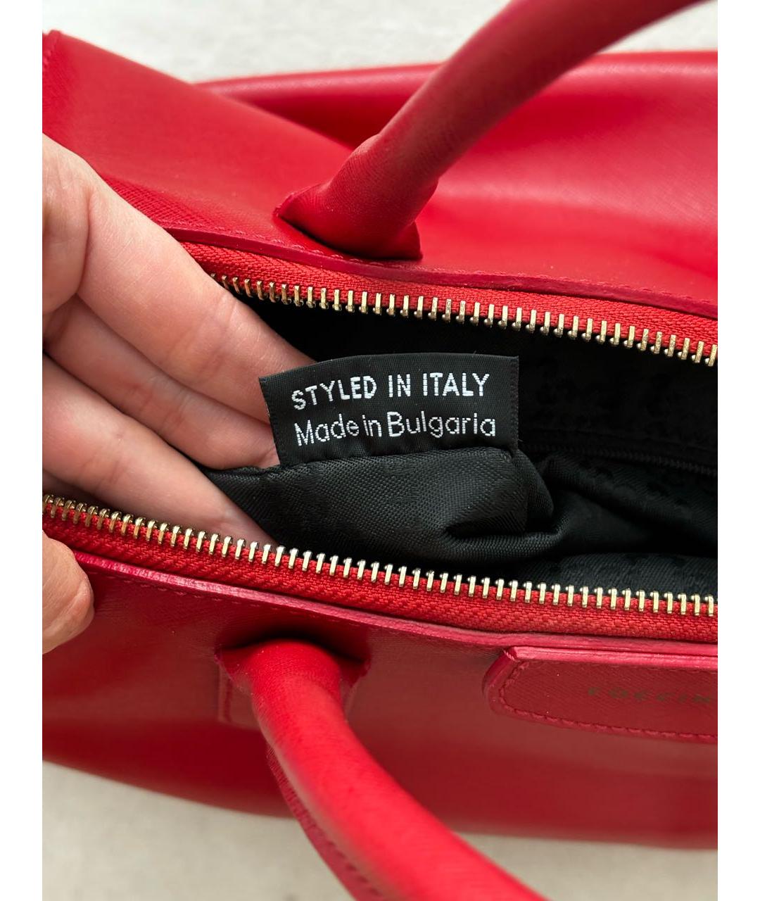 COCCINELLE Красная кожаная сумка с короткими ручками, фото 8