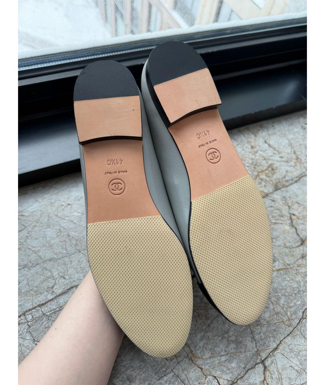 CHANEL Серые кожаные балетки, фото 5