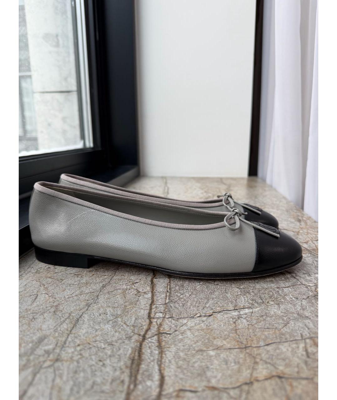 CHANEL Серые кожаные балетки, фото 7