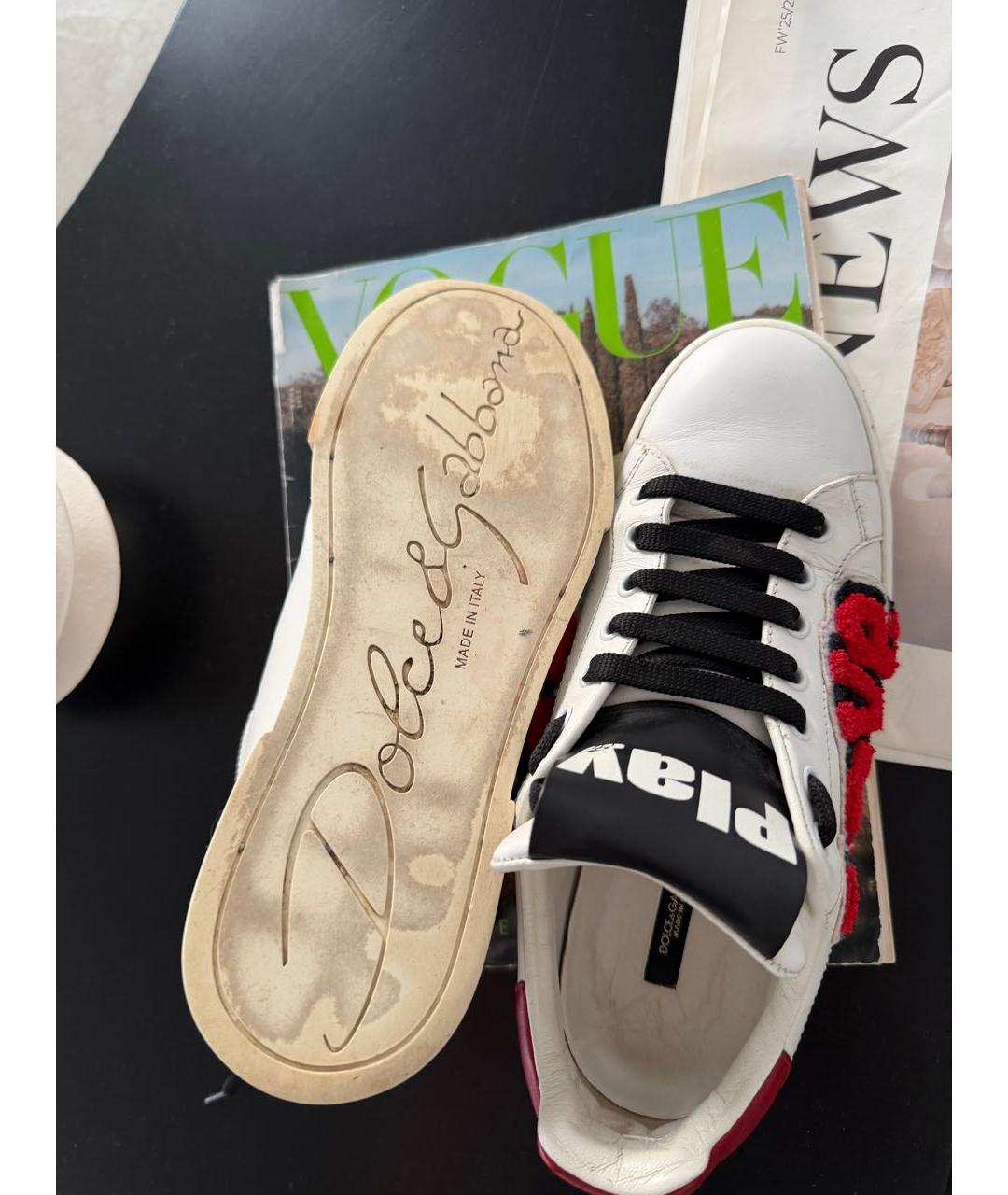 DOLCE&GABBANA Белые кожаные кроссовки, фото 6