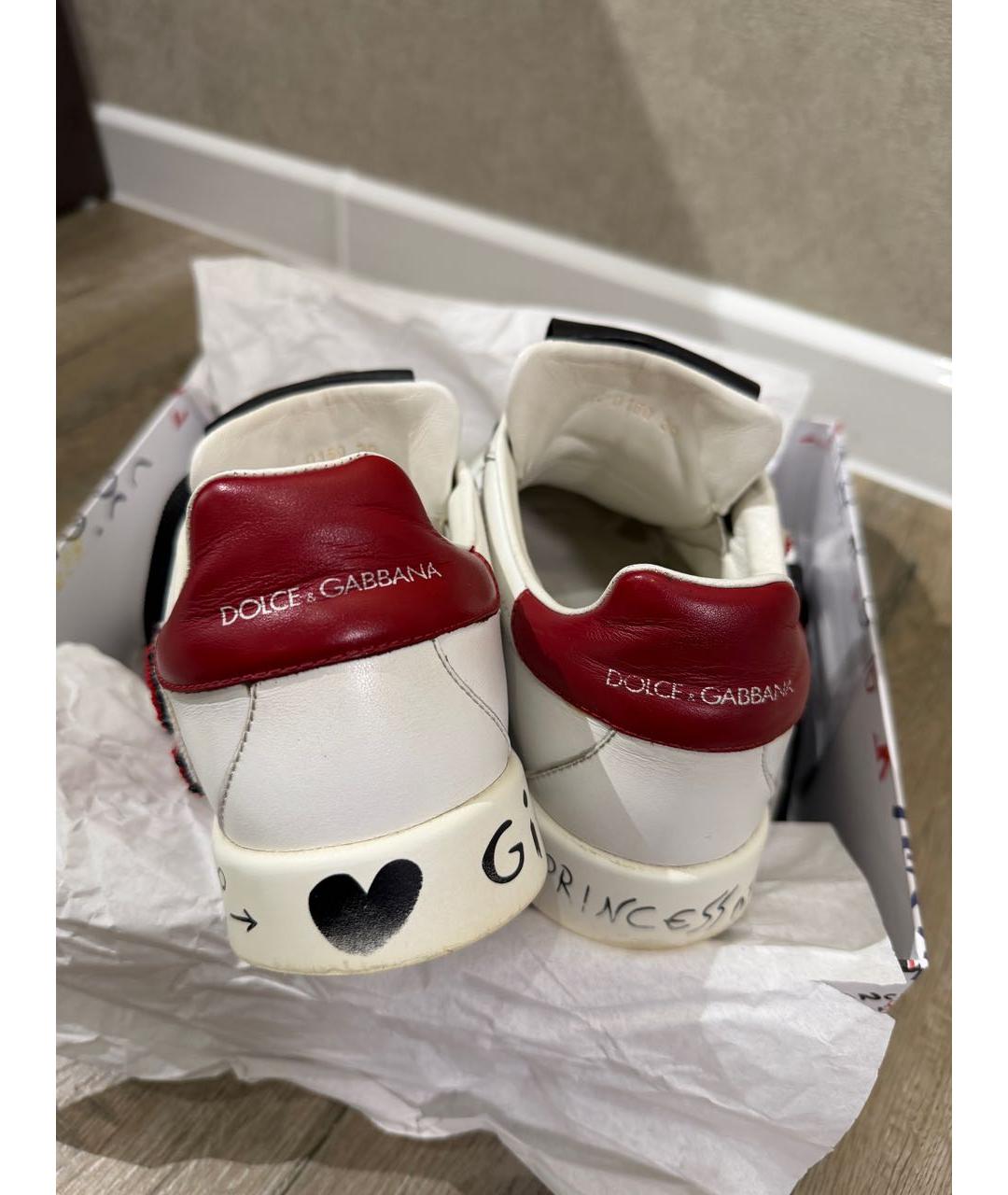 DOLCE&GABBANA Белые кожаные кроссовки, фото 4