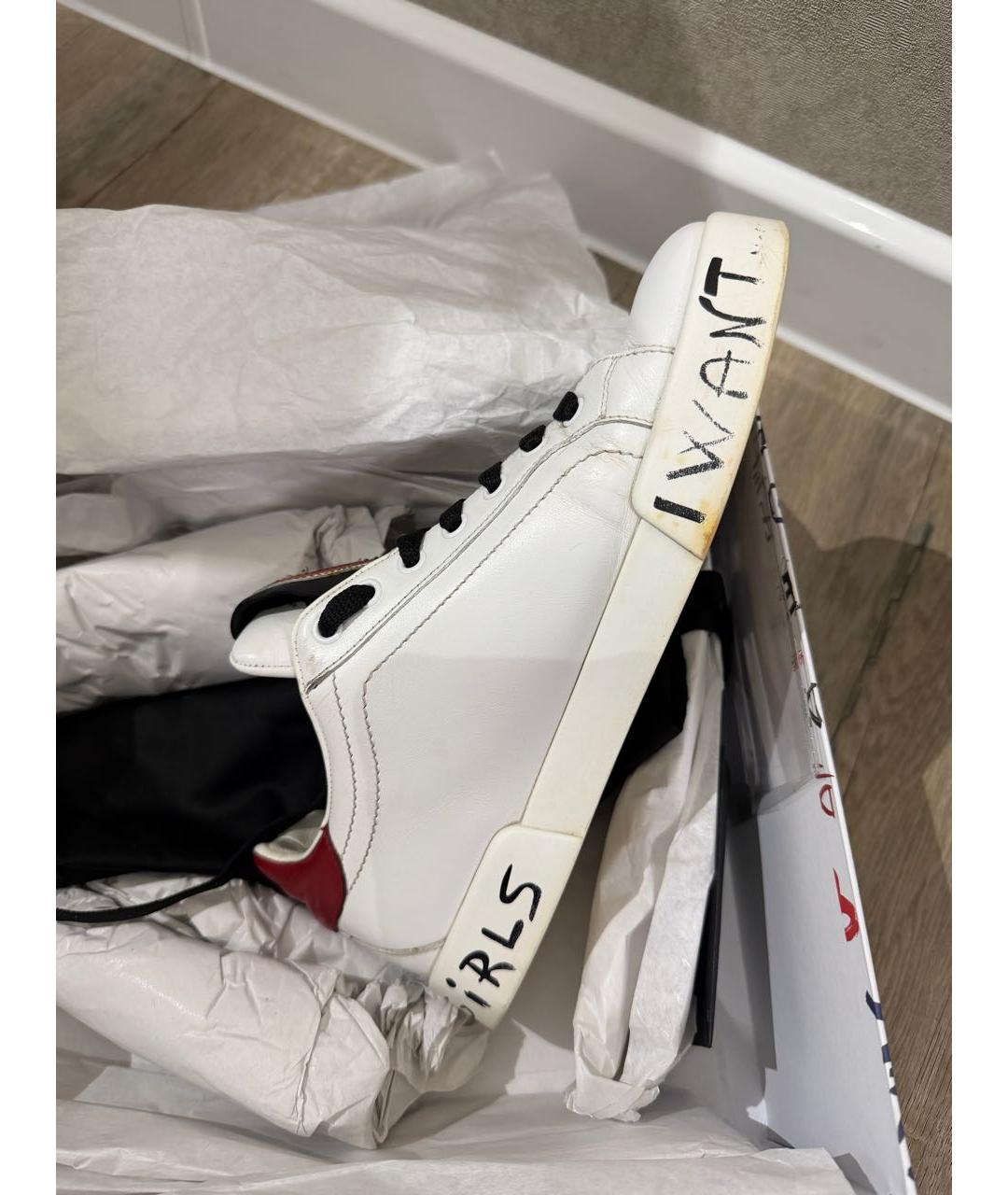DOLCE&GABBANA Белые кожаные кроссовки, фото 6
