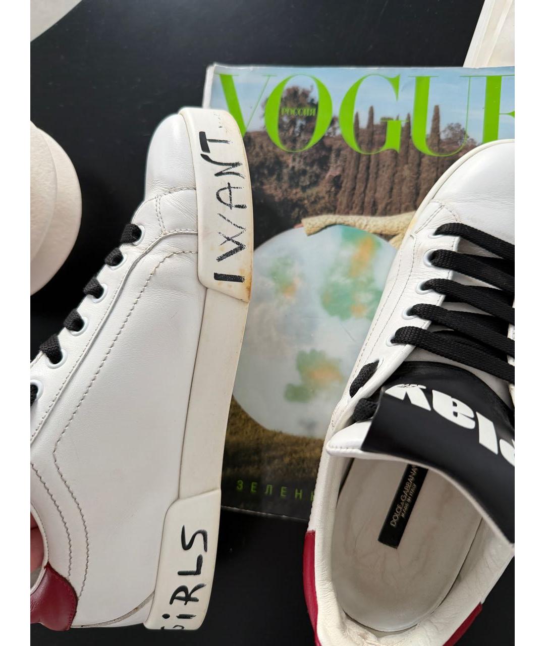 DOLCE&GABBANA Белые кожаные кроссовки, фото 3