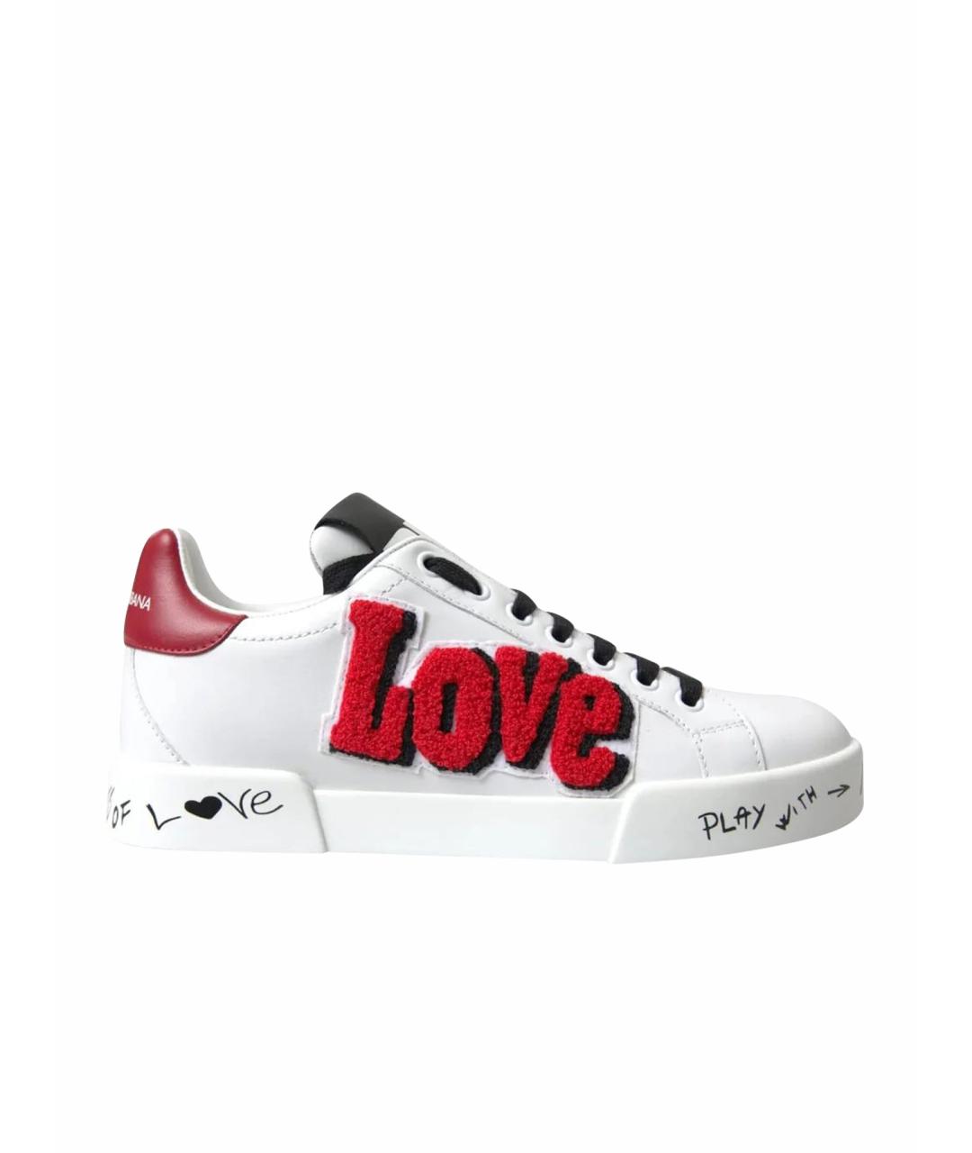 DOLCE&GABBANA Белые кожаные кроссовки, фото 1