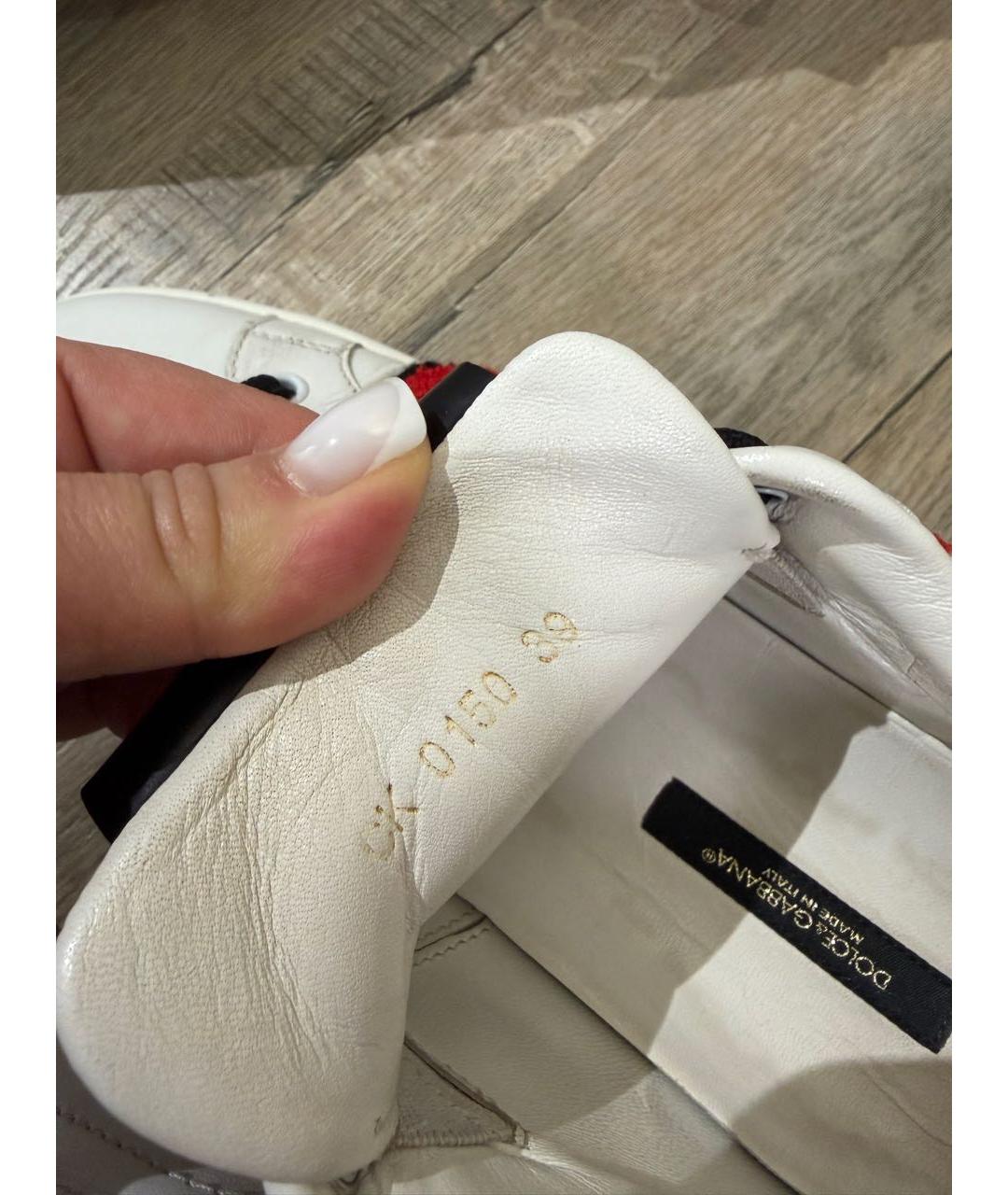 DOLCE&GABBANA Белые кожаные кроссовки, фото 3