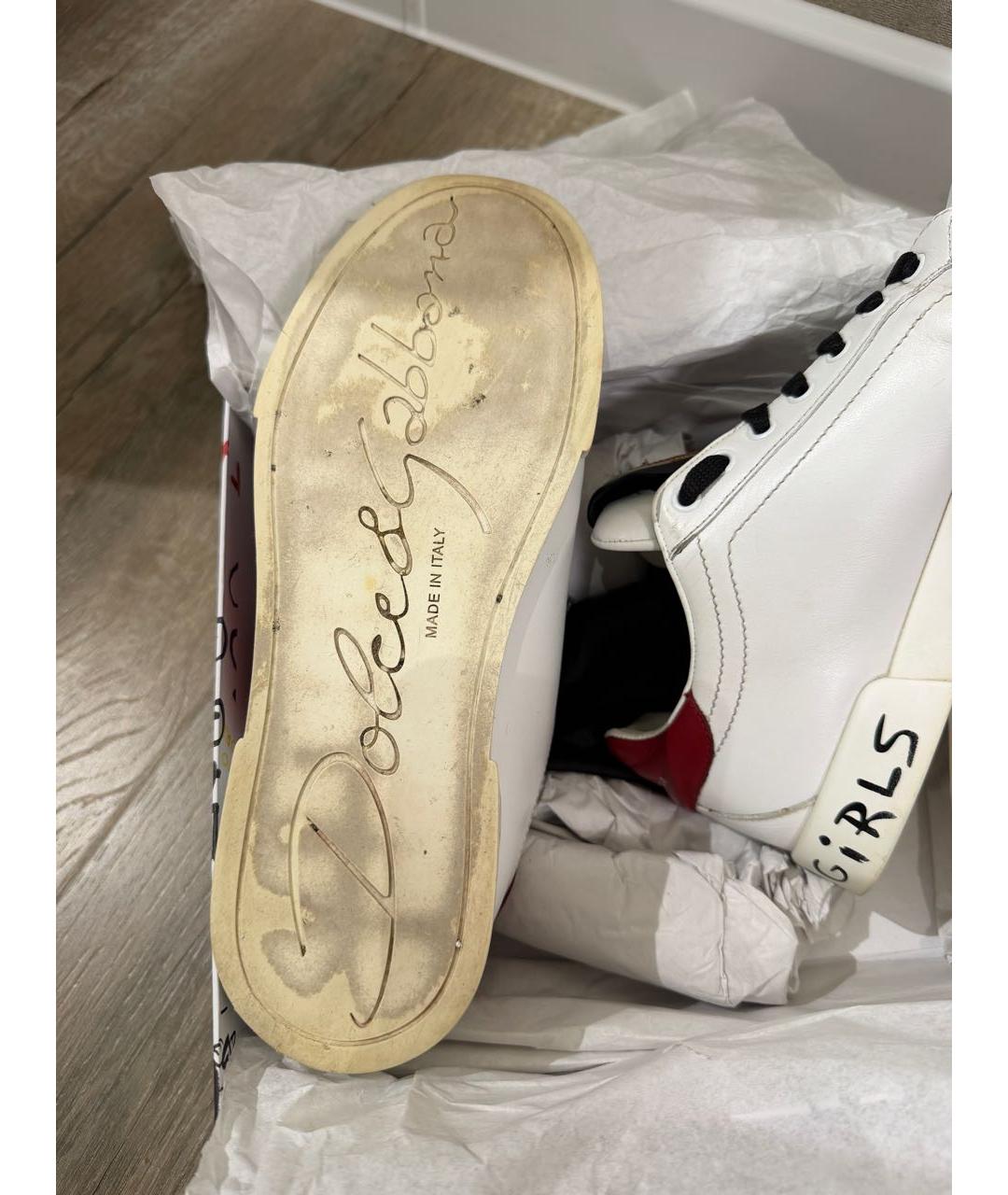 DOLCE&GABBANA Белые кожаные кроссовки, фото 7