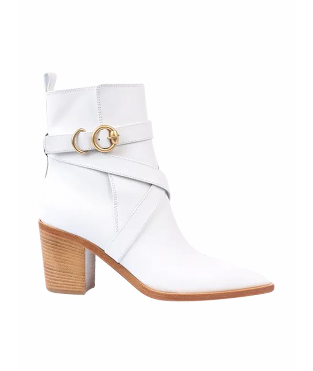GIANVITO ROSSI Белые кожаные полусапоги, фото 1