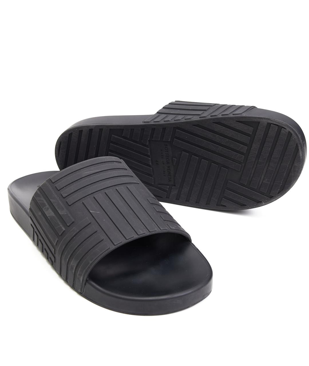 BOTTEGA VENETA Черные резиновые шлепанцы, фото 6