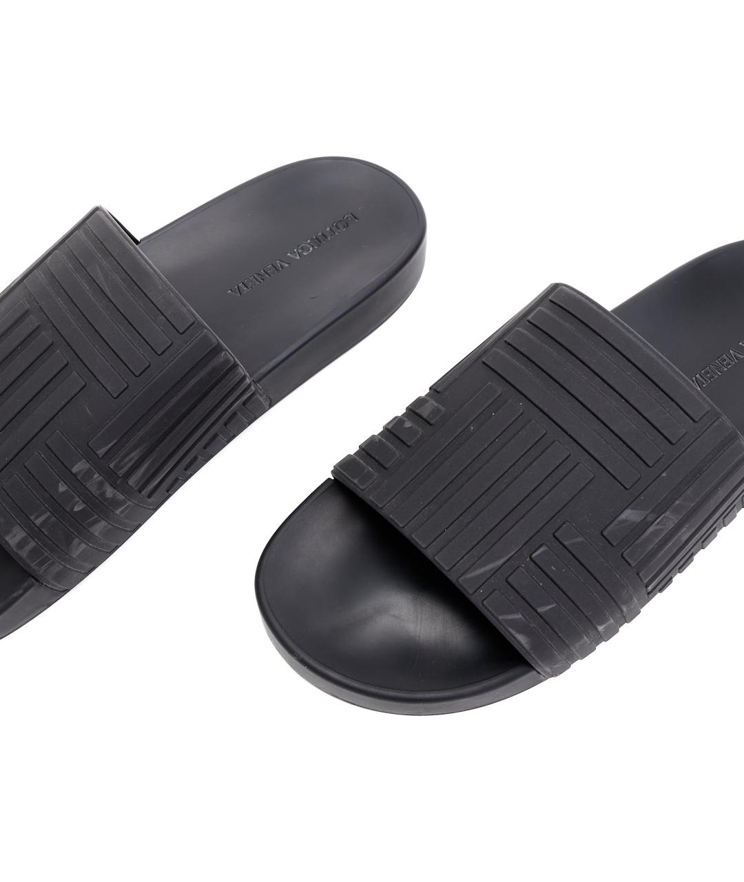 BOTTEGA VENETA Черные резиновые шлепанцы, фото 4