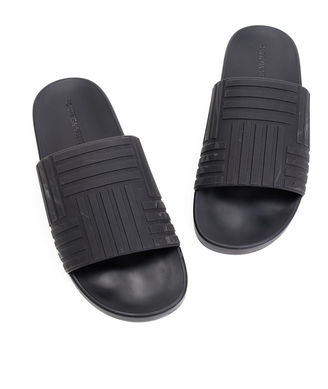 BOTTEGA VENETA Черные резиновые шлепанцы, фото 5