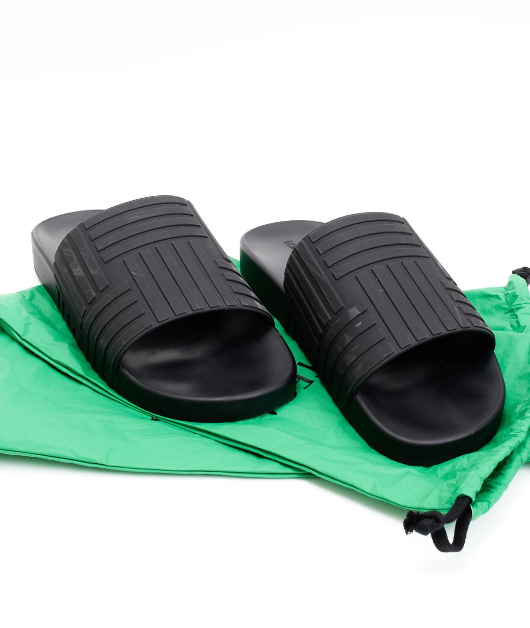 BOTTEGA VENETA Черные резиновые шлепанцы, фото 7