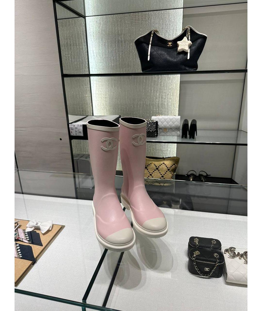 CHANEL Розовые резиновые сапоги, фото 2