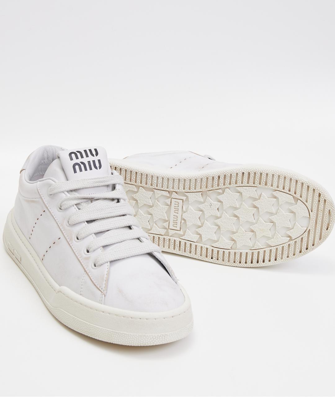 MIU MIU Белые кожаные кеды, фото 6
