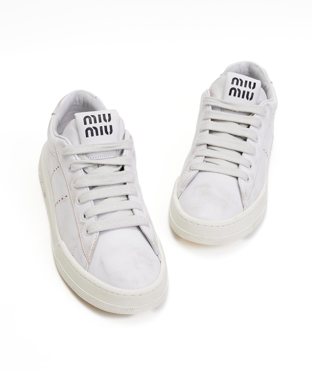 MIU MIU Белые кожаные кеды, фото 5