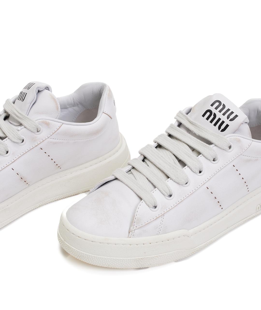 MIU MIU Белые кожаные кеды, фото 4