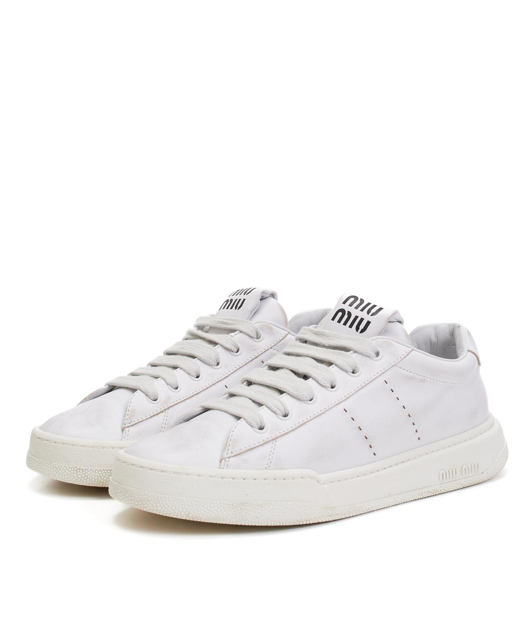 MIU MIU Белые кожаные кеды, фото 2