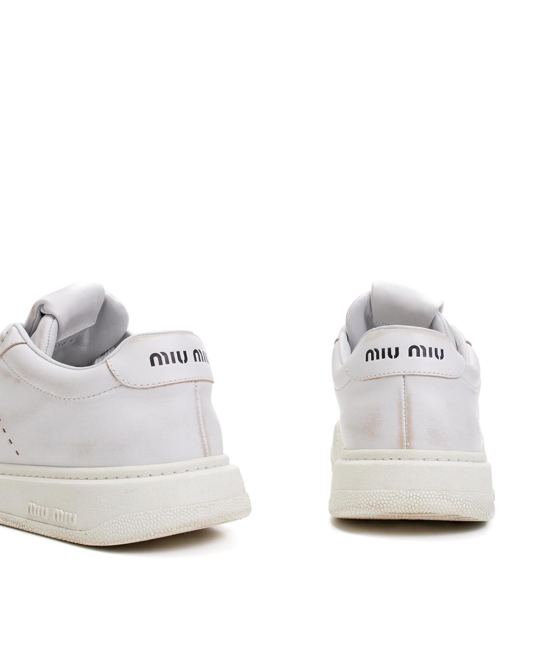 MIU MIU Белые кожаные кеды, фото 3