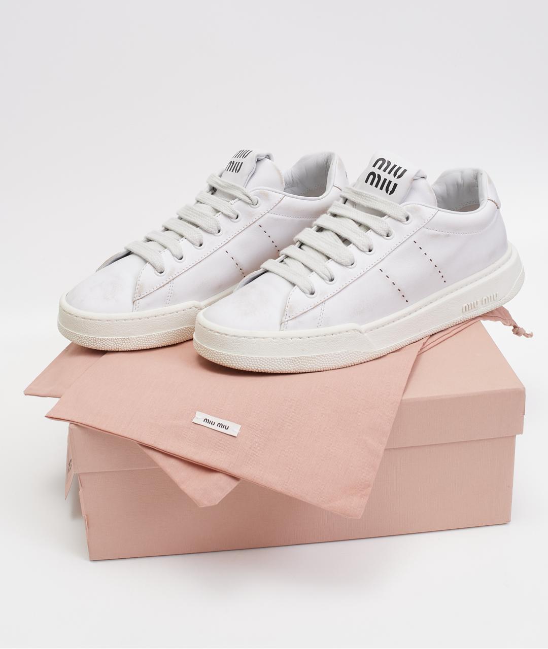 MIU MIU Белые кожаные кеды, фото 8