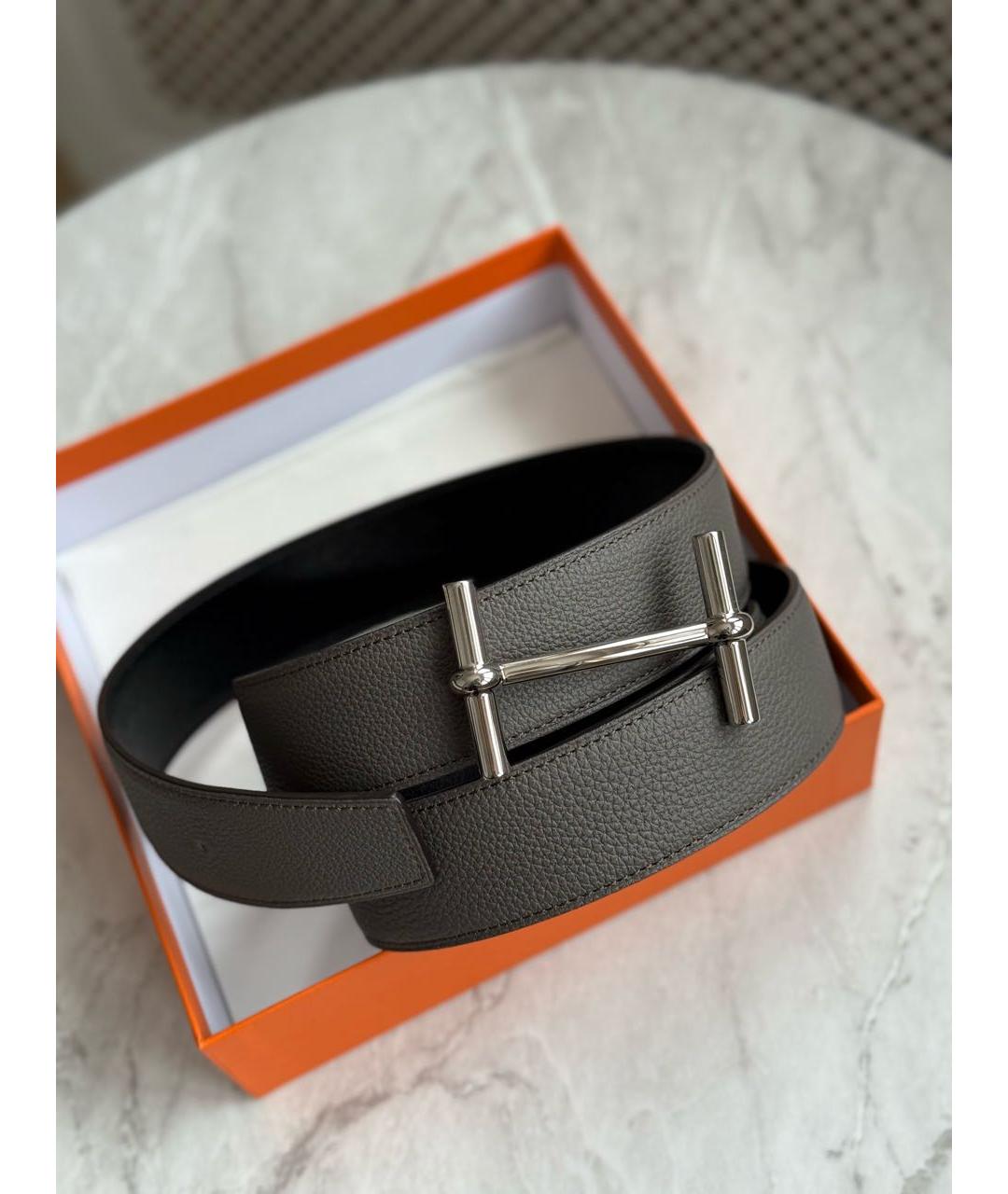 HERMES Черный кожаный ремень, фото 2