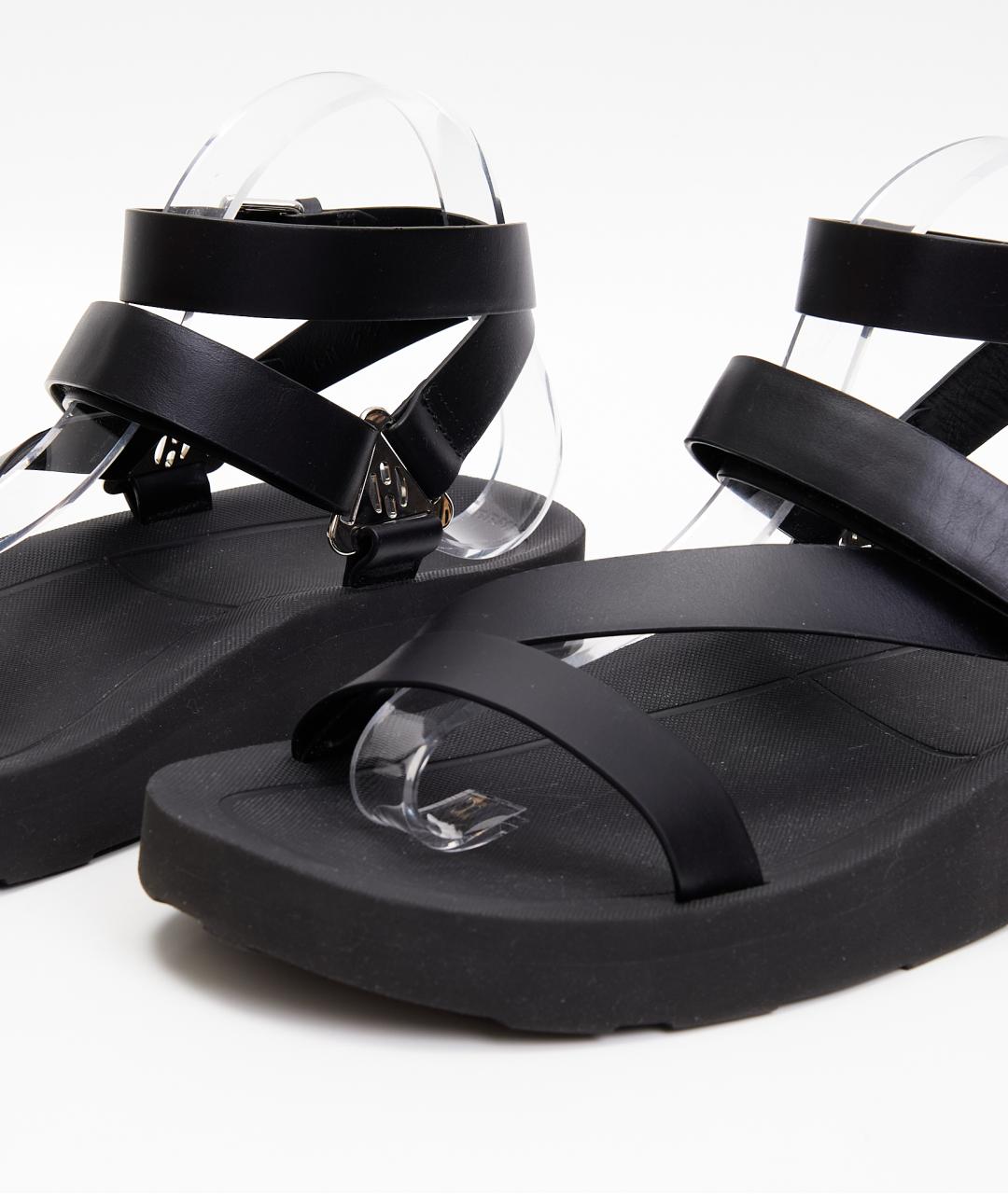 HERMES Черные кожаные сандалии, фото 4