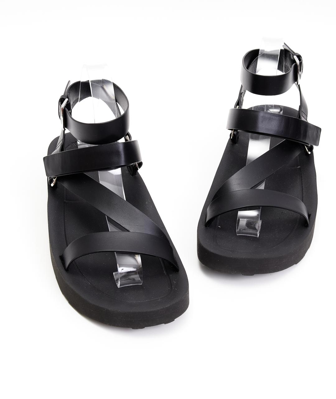 HERMES Черные кожаные сандалии, фото 5