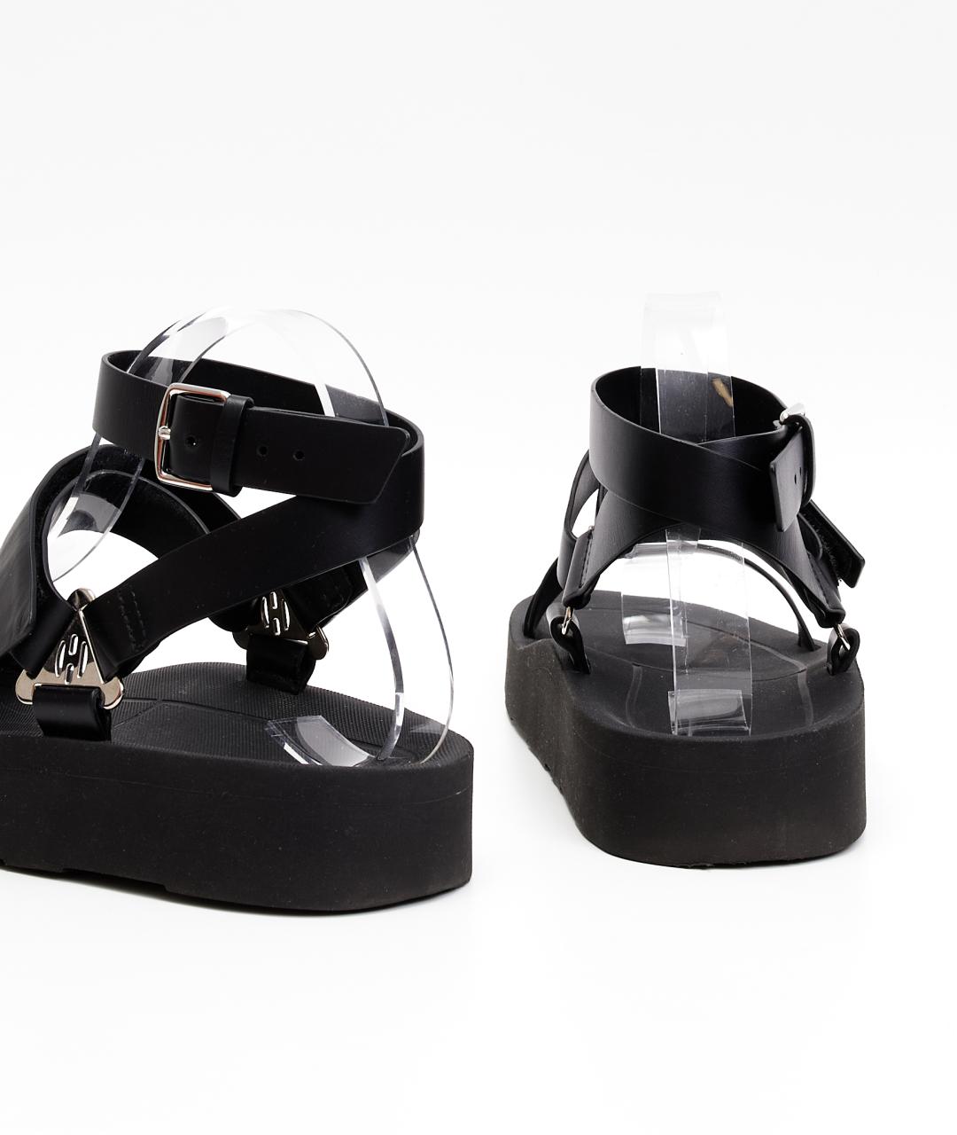 HERMES Черные кожаные сандалии, фото 3