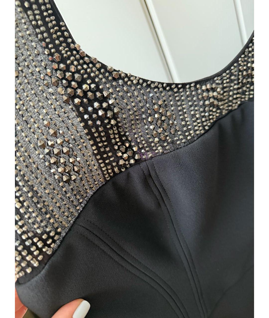 ELISABETTA FRANCHI Черное полиэстеровое коктейльное платье, фото 4