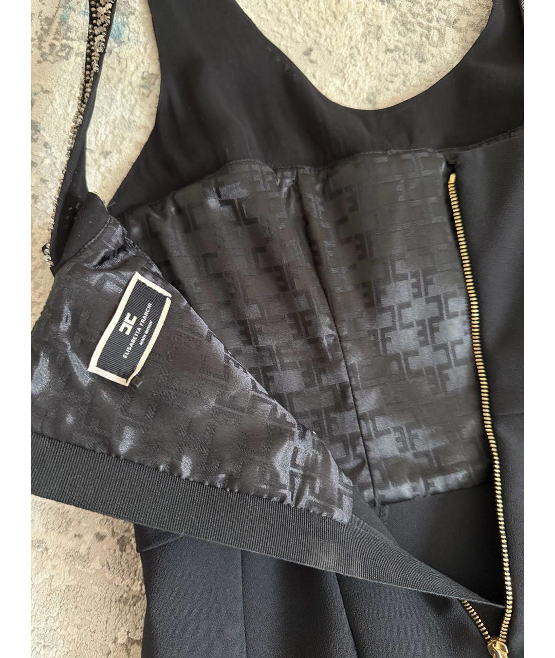 ELISABETTA FRANCHI Черное полиэстеровое коктейльное платье, фото 7