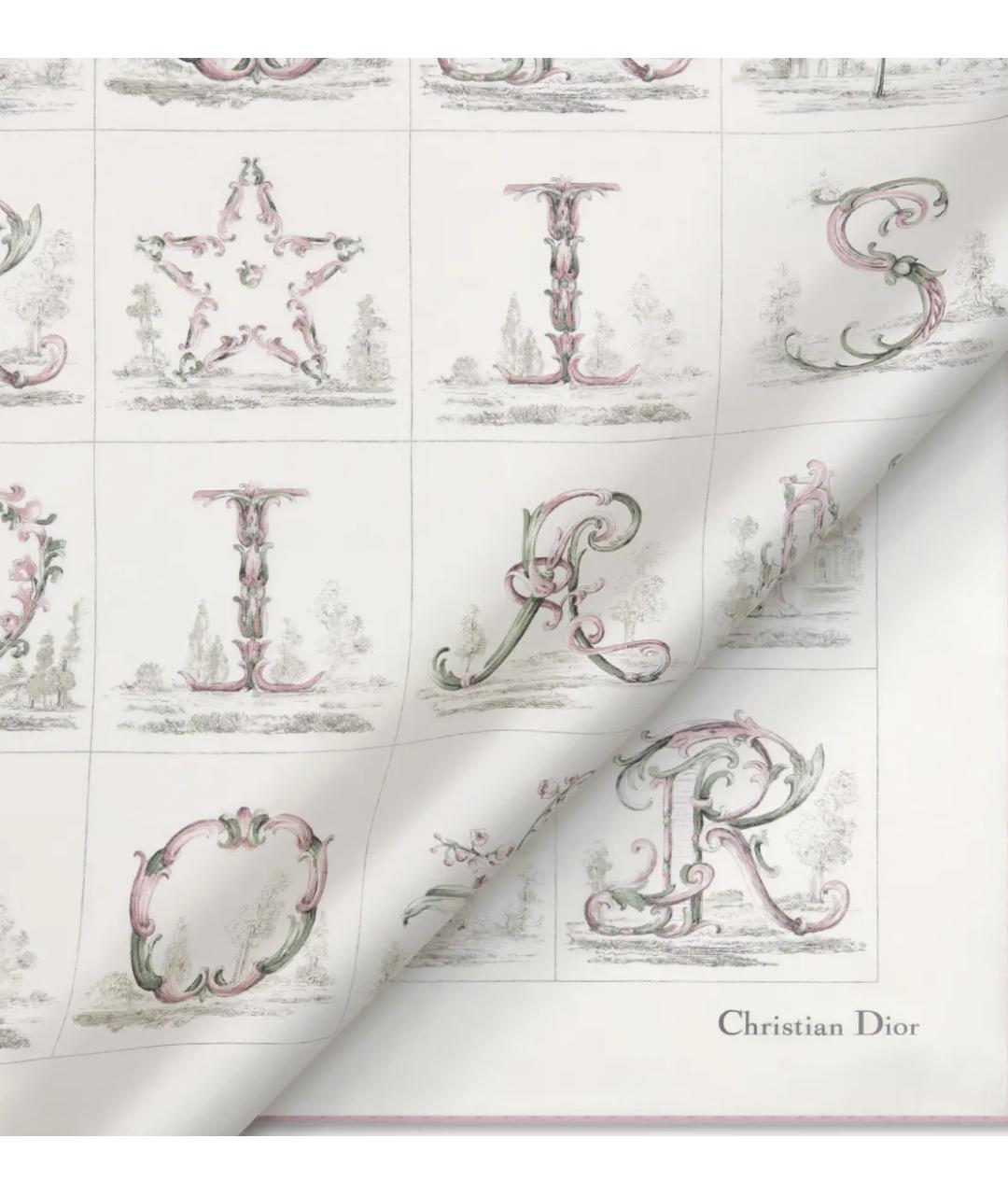 CHRISTIAN DIOR Бежевый шелковый платок, фото 2