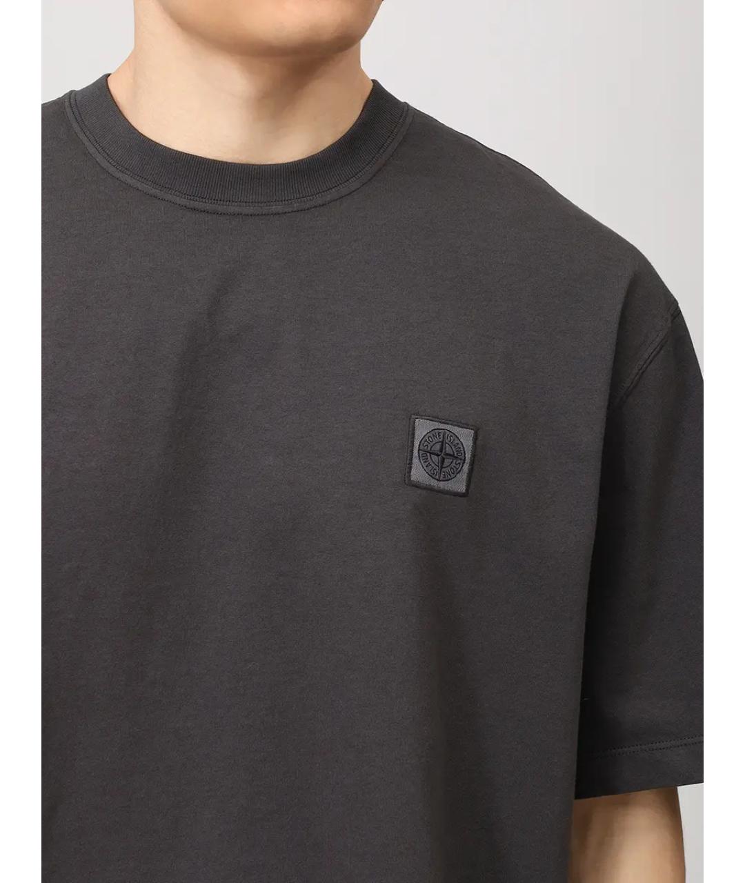 STONE ISLAND Серая хлопковая футболка, фото 5