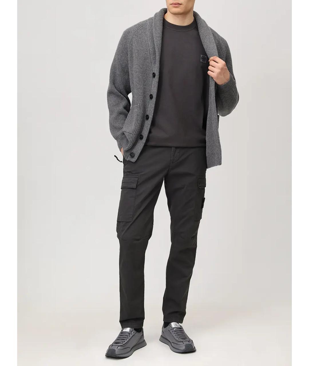 STONE ISLAND Серая хлопковая футболка, фото 2