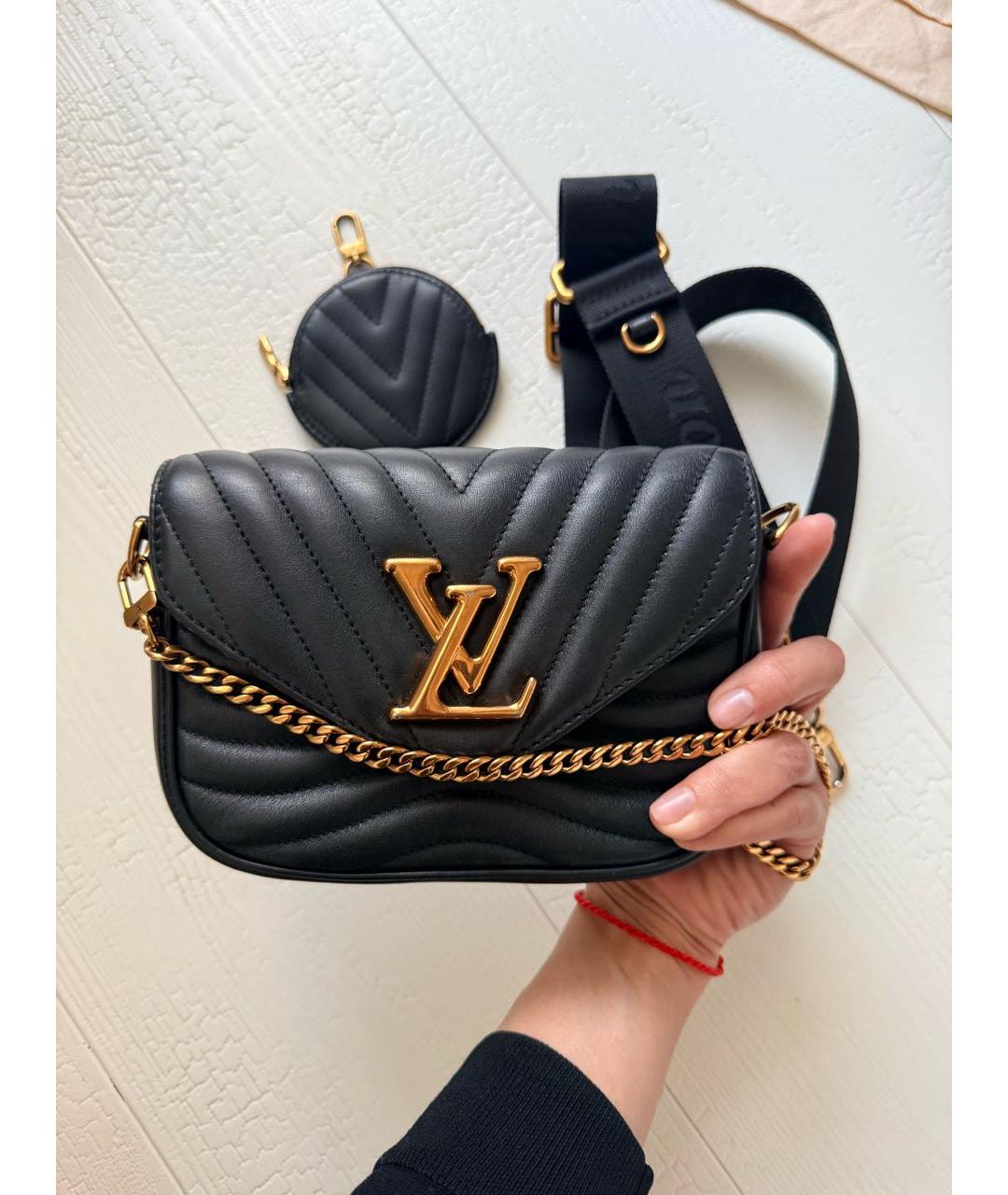 LOUIS VUITTON Черная кожаная сумка через плечо, фото 5