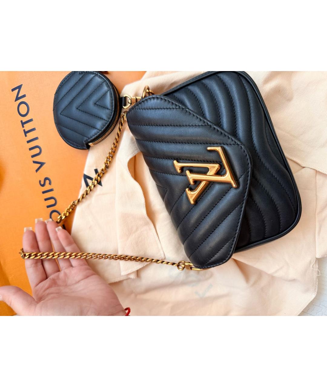 LOUIS VUITTON Черная кожаная сумка через плечо, фото 6