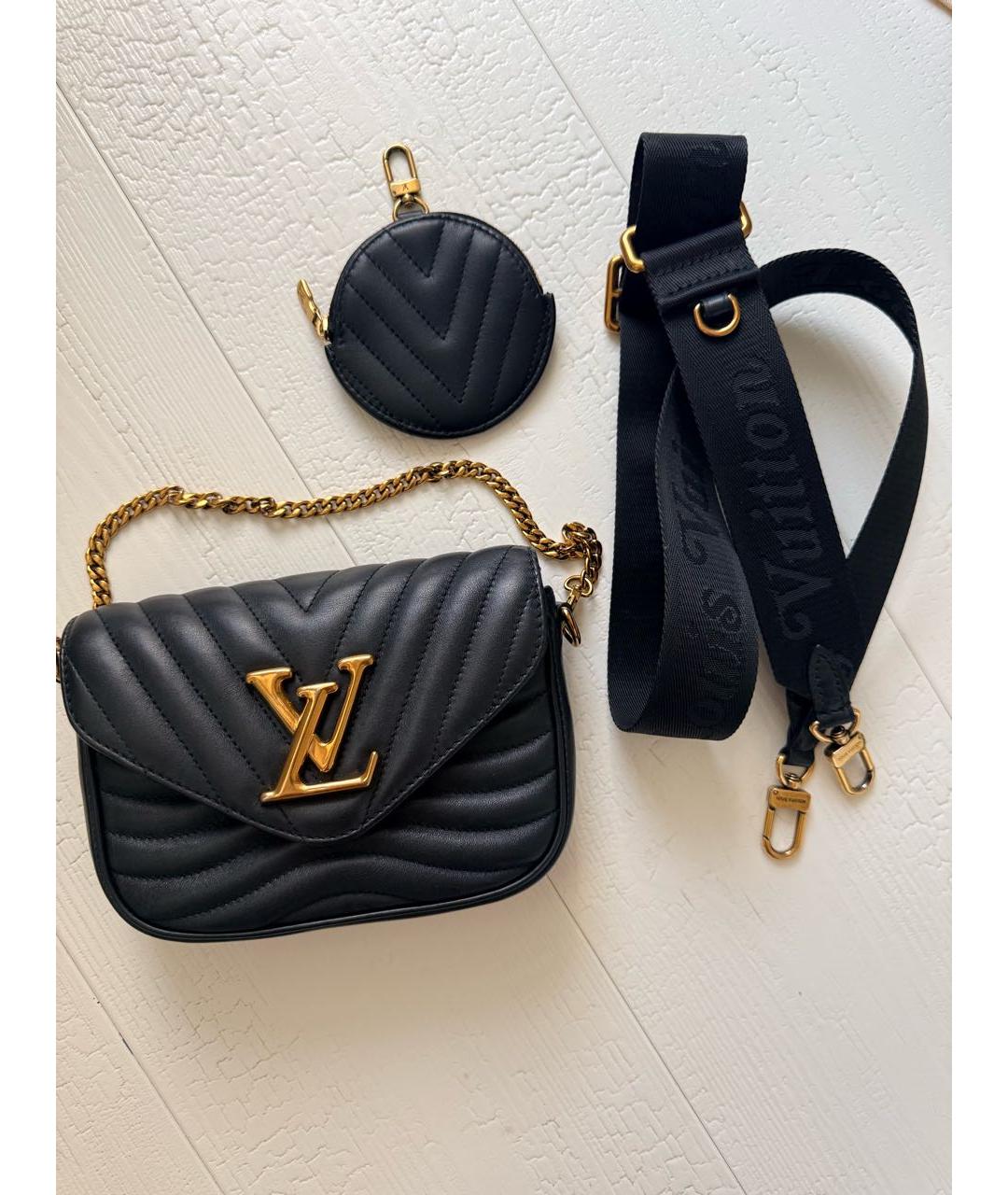 LOUIS VUITTON Черная кожаная сумка через плечо, фото 2