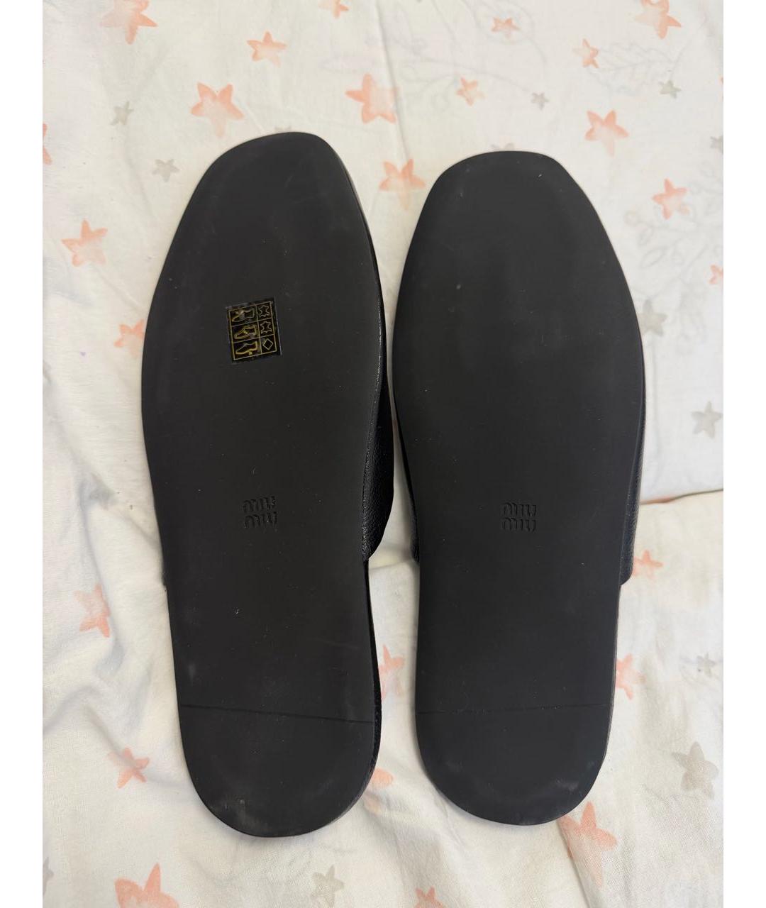 MIU MIU Черные кожаные сабо, фото 4