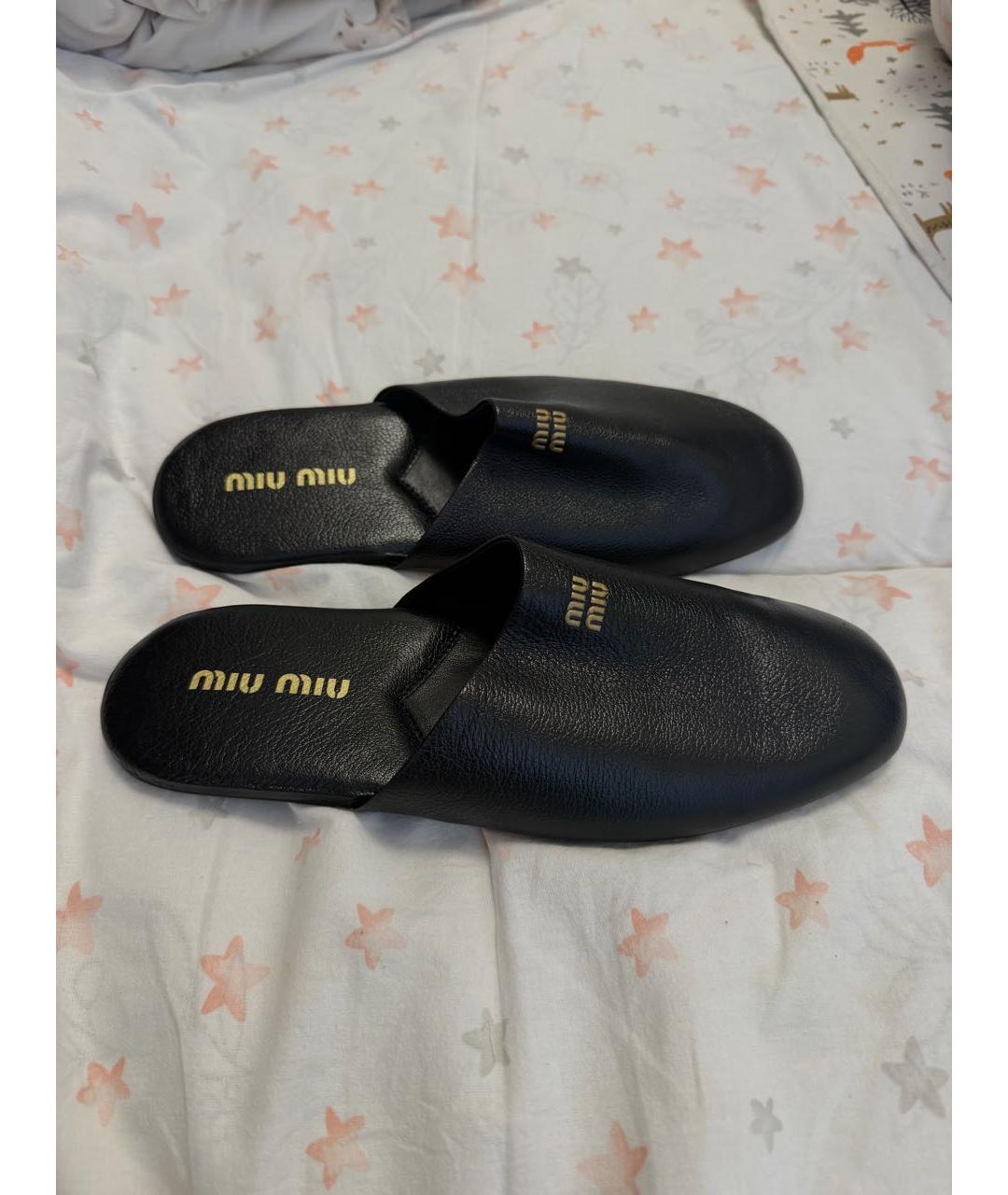 MIU MIU Черные кожаные сабо, фото 6