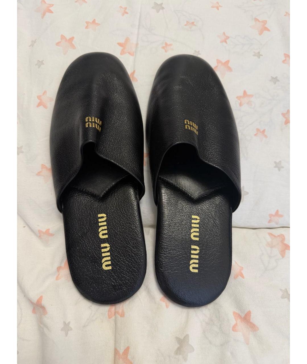 MIU MIU Черные кожаные сабо, фото 3