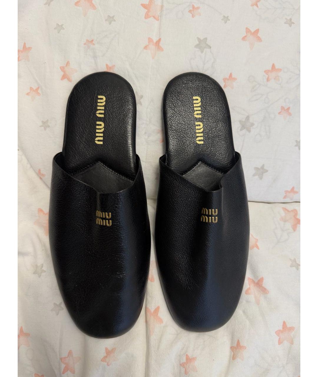 MIU MIU Черные кожаные сабо, фото 2