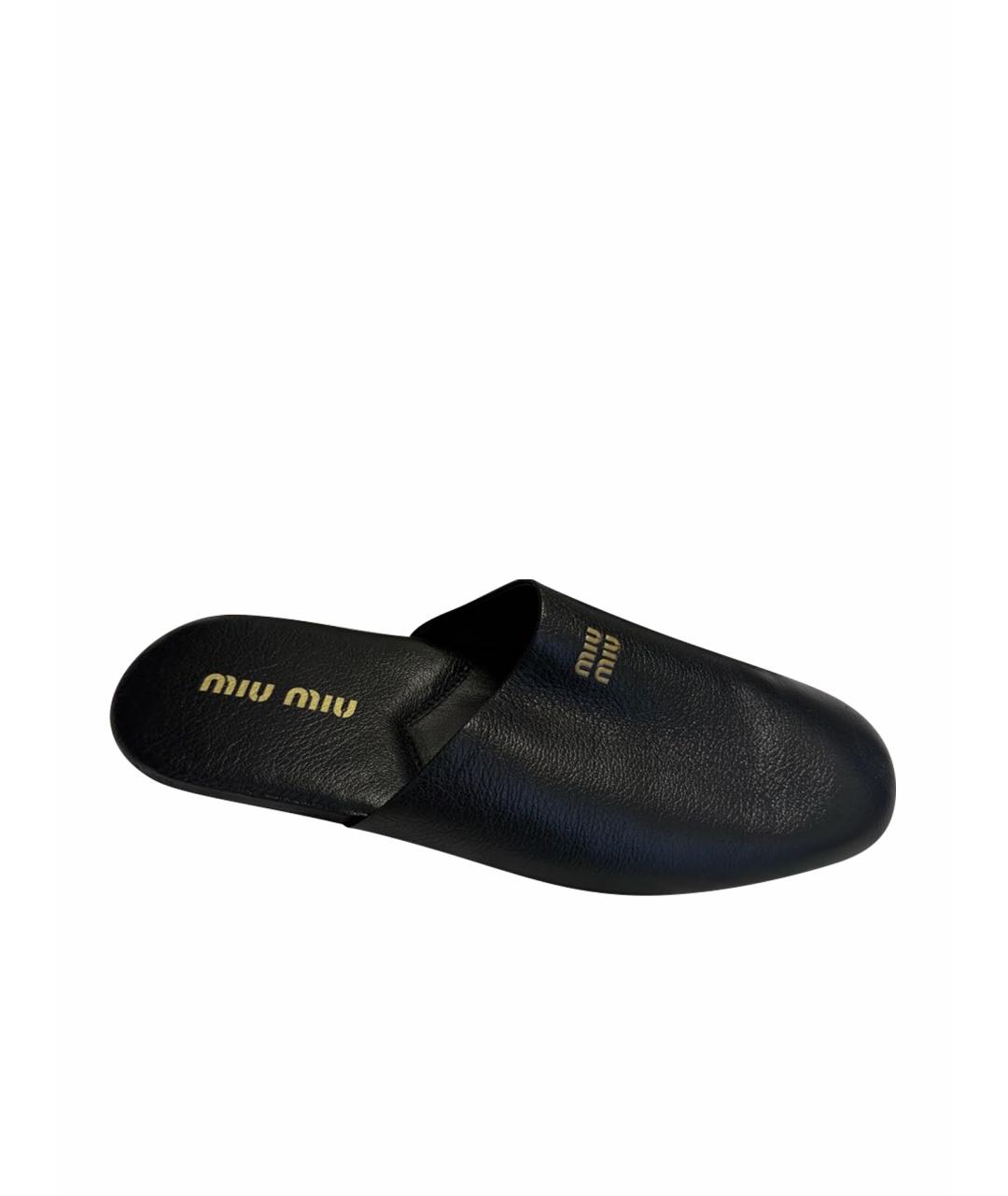 MIU MIU Черные кожаные сабо, фото 1