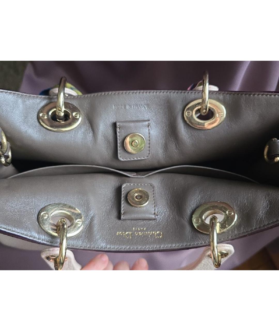 CHRISTIAN DIOR Бежевая кожаная сумка с короткими ручками, фото 4