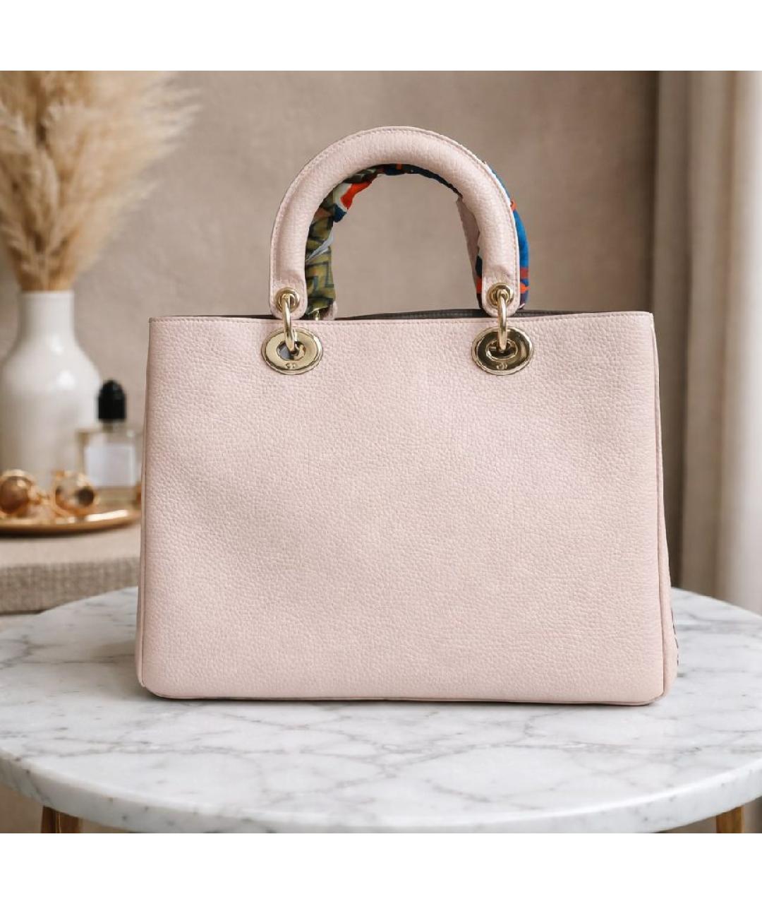 CHRISTIAN DIOR Бежевая кожаная сумка с короткими ручками, фото 3