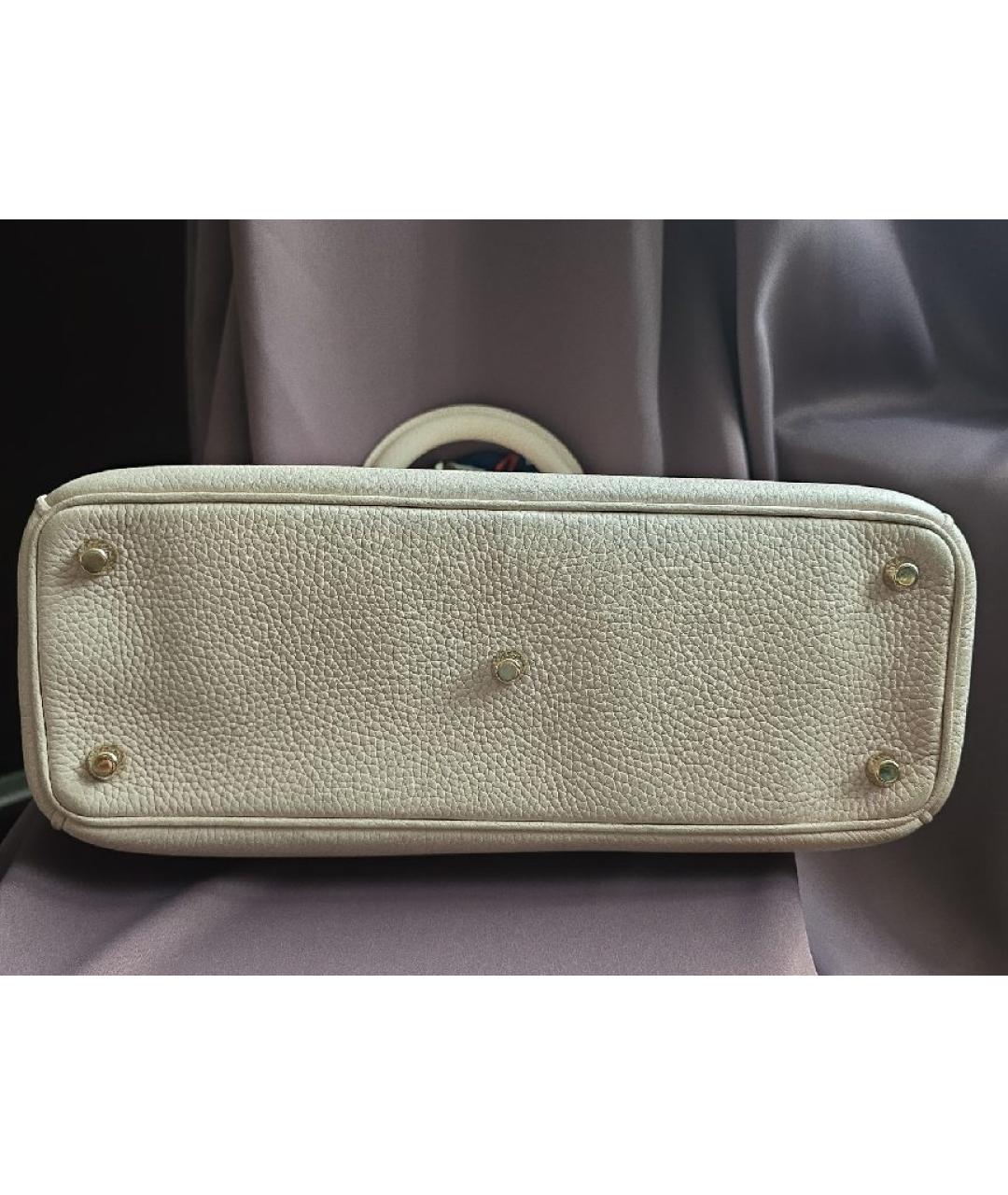 CHRISTIAN DIOR Бежевая кожаная сумка с короткими ручками, фото 7