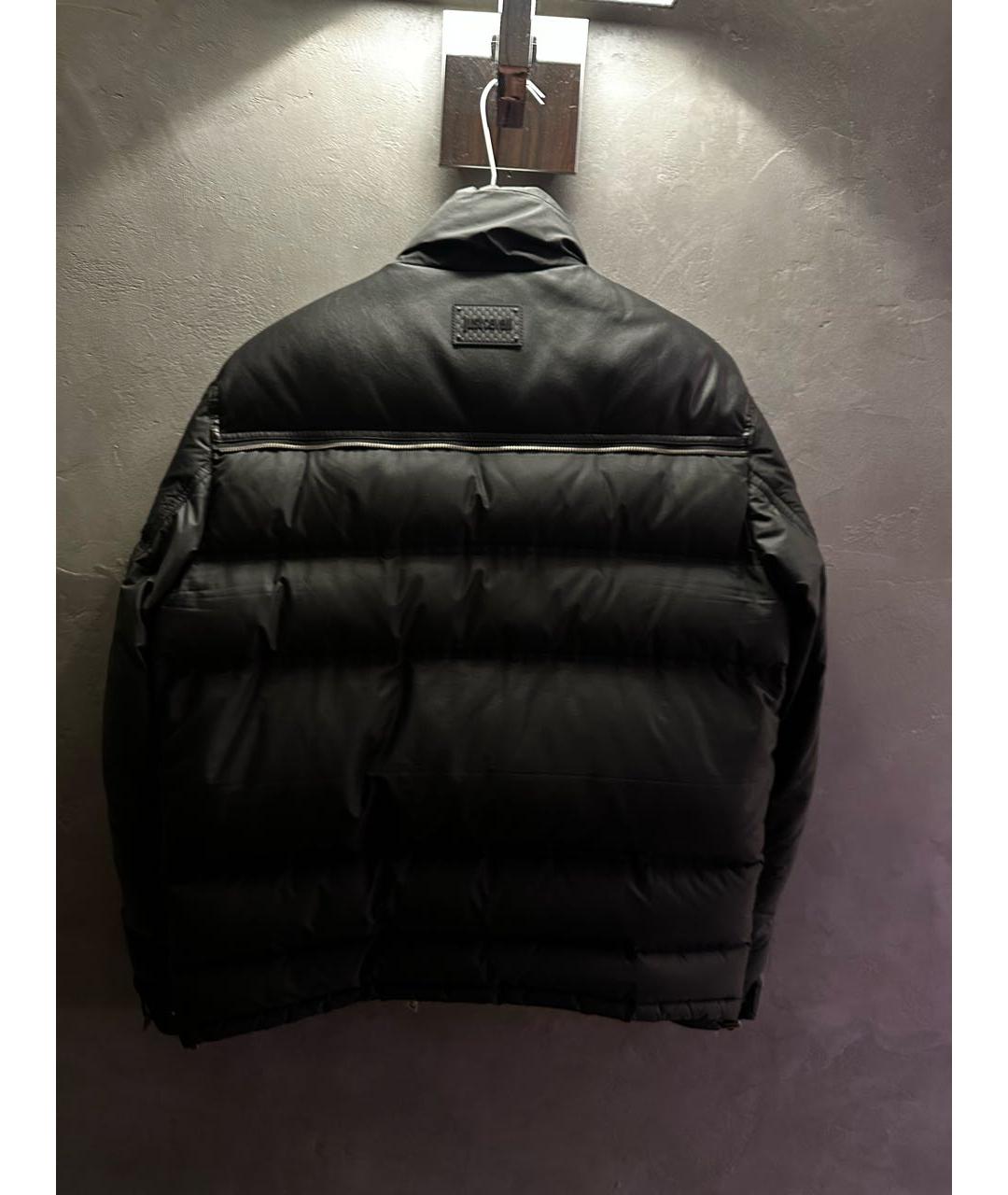 JUST CAVALLI Черный кожаный пуховик, фото 2