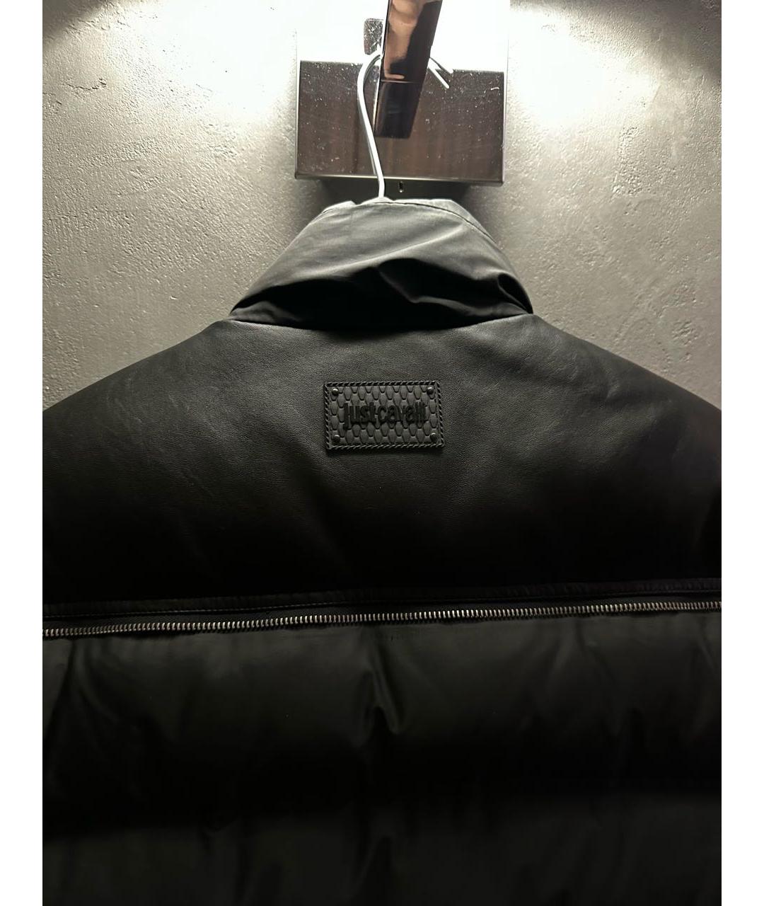 JUST CAVALLI Черный кожаный пуховик, фото 4