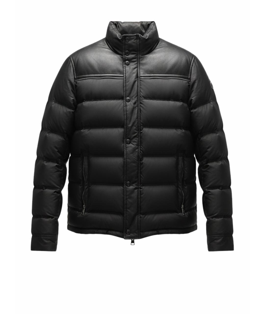 JUST CAVALLI Черный кожаный пуховик, фото 1