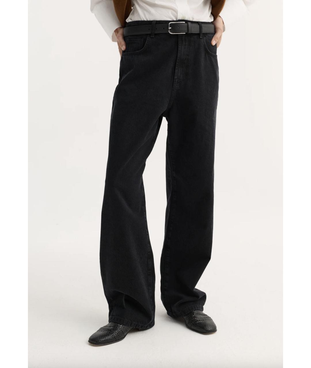 ROHE Черные хлопковые прямые джинсы, фото 3