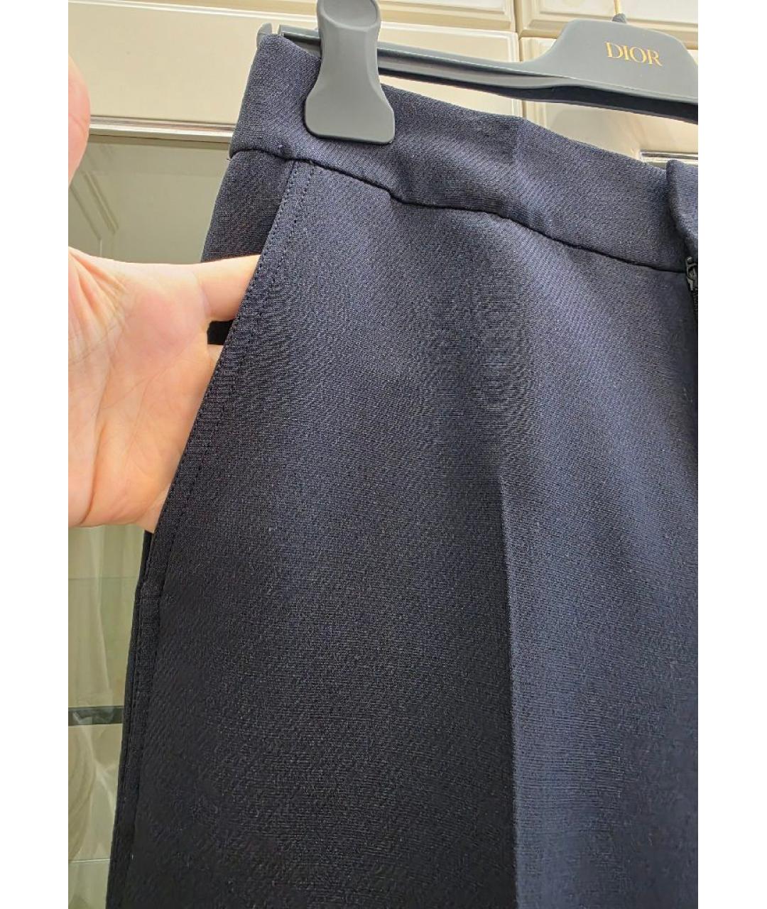 CHRISTIAN DIOR Темно-синие шерстяные прямые брюки, фото 4