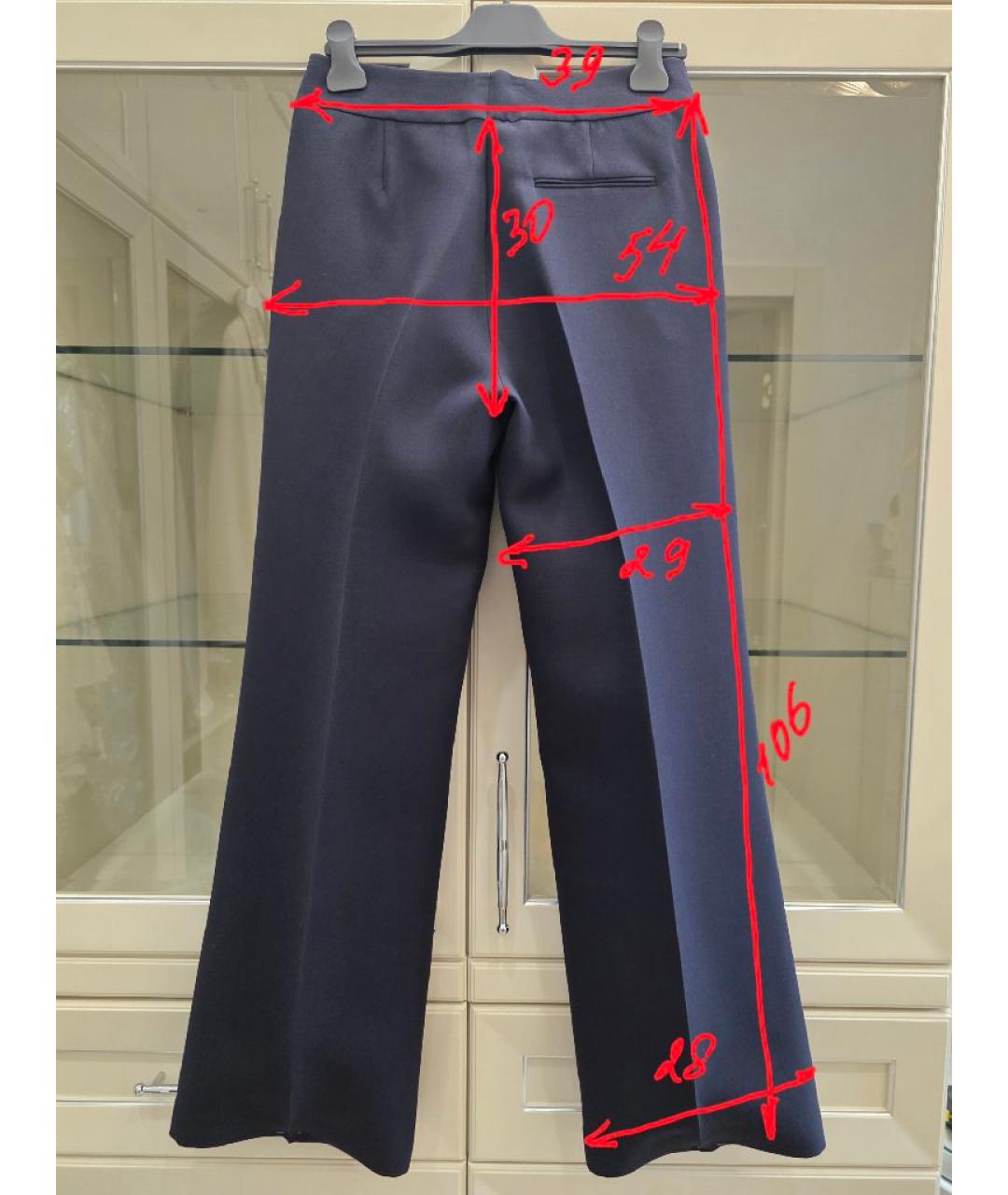 CHRISTIAN DIOR Темно-синие шерстяные прямые брюки, фото 7