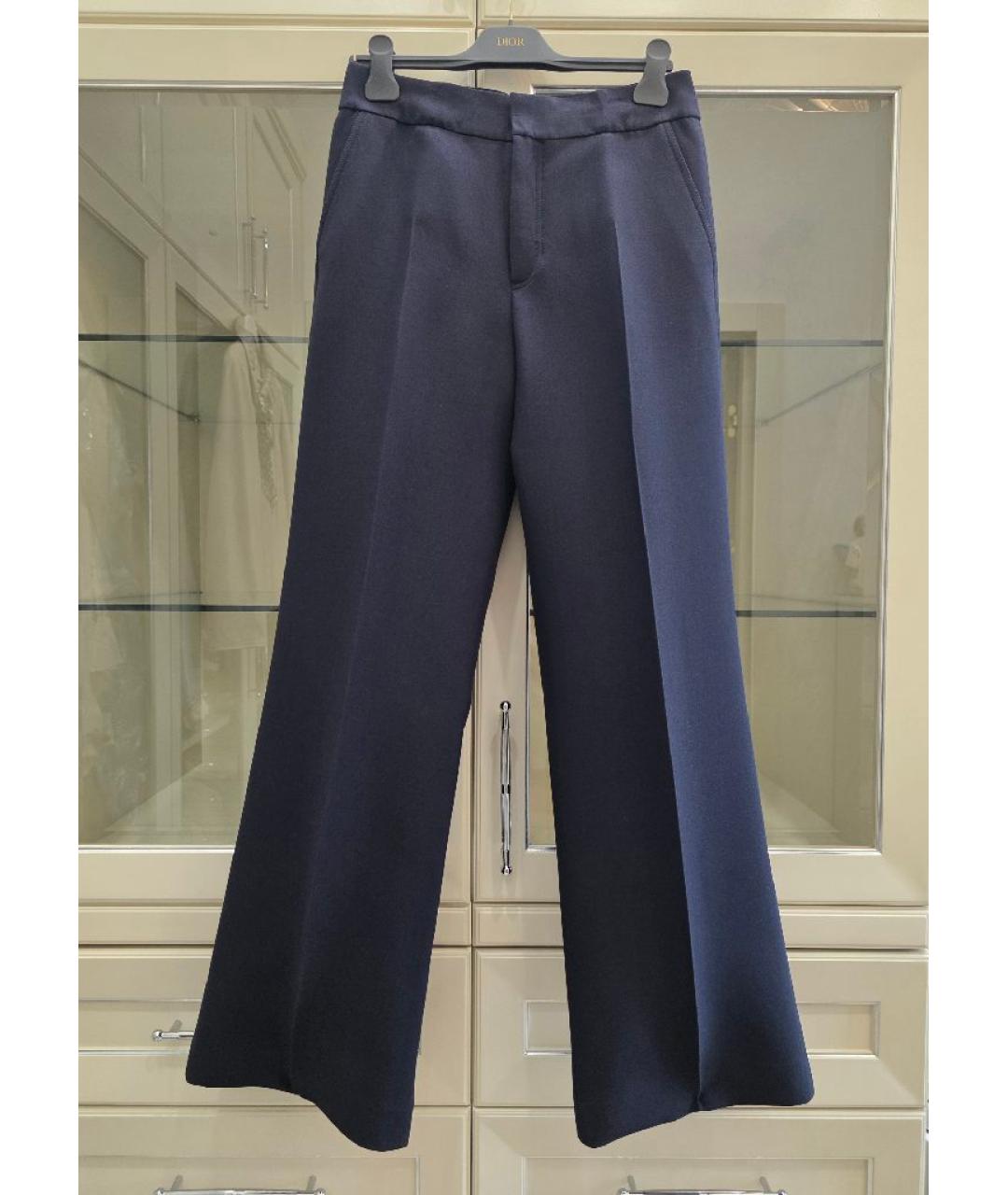 CHRISTIAN DIOR Темно-синие шерстяные прямые брюки, фото 9