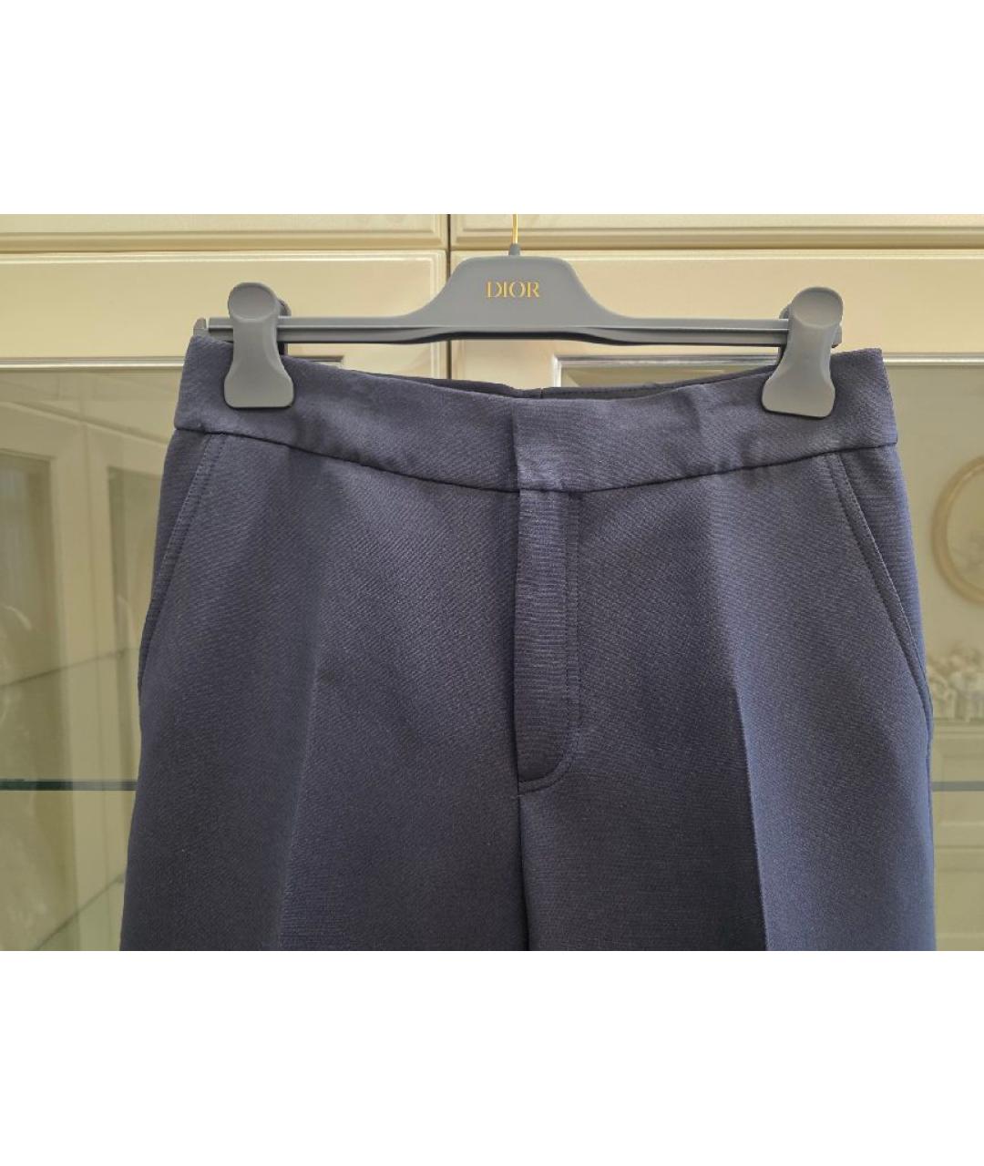CHRISTIAN DIOR Темно-синие шерстяные прямые брюки, фото 3